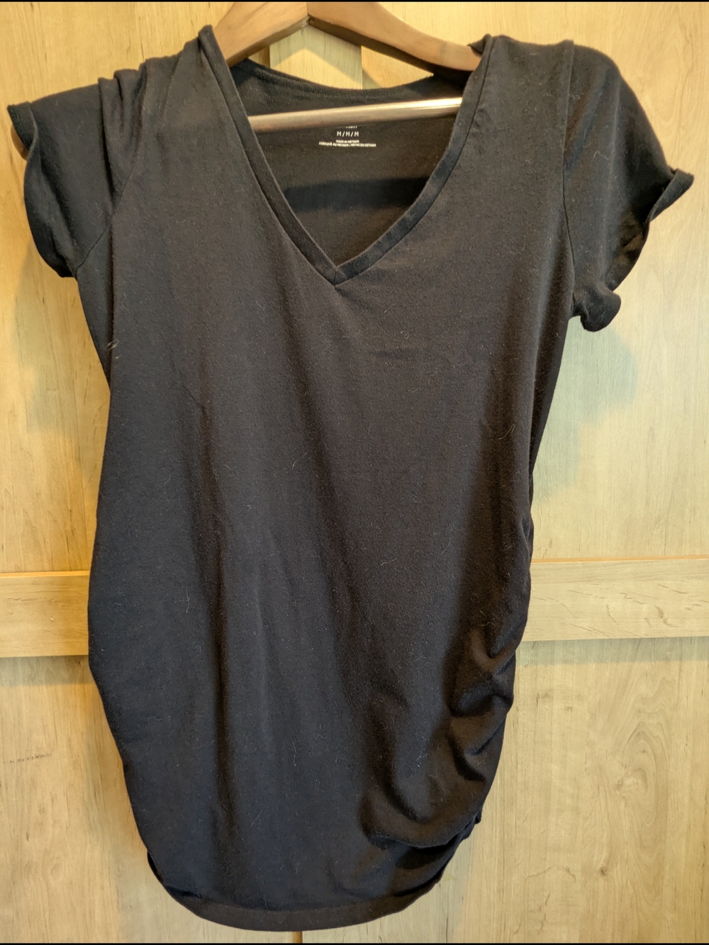 Motherhood Maternity Black V-Neck Short Sleeve Tee Shirt